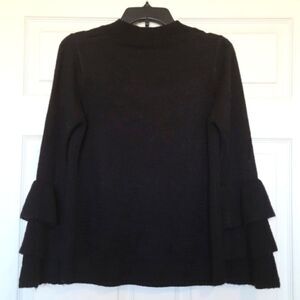 Sleeve Ruffle Black‎ Sweater